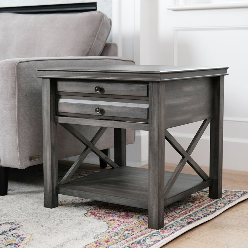 solid wood end tables with storage
